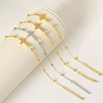 【🐑百羊書房】(4款)316鈦鋼十字架手鍊(金/銀色) #抗敏不褪色