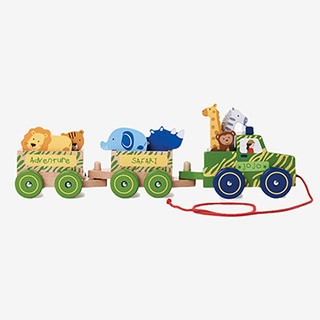 JoJo Maman BeBe 英國  超優質/益智/積木/五感/玩具_實木系列_手拉野生動物走走_JJE6519
