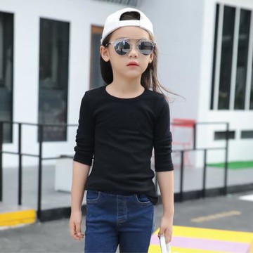 兒童短絨毛打底衫男女童修身保暖內衣寶寶發熱t恤黑色秋冬款