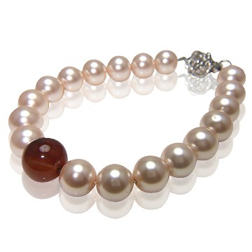 【小樂珠寶】紅玉髓&南洋深海貝珍珠手鍊＊粉色