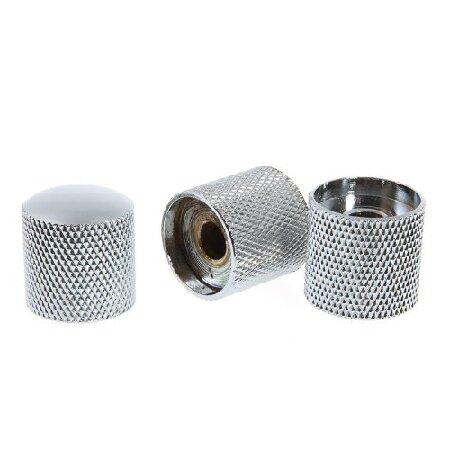 an-do-er 3PCS Guitar Knobs Chromed Metal Dome Knurled Barrel for Electric Guitar Parts (Silver)