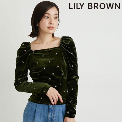 タグ付き未着用です新品タグ付き LILY BROWN エンブロイダリーフラワーベロアトップス