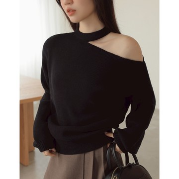 CHIC A SPACE  繞頸鏤空針織上衣 (黑/杏)女裝 現貨 氣質 高級感