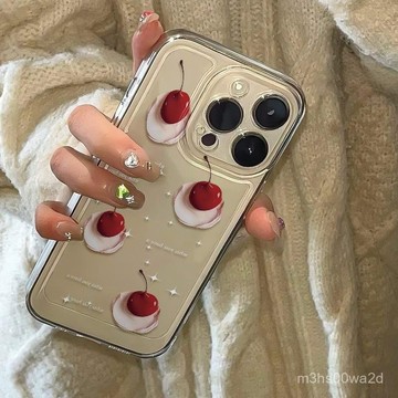 英文星星櫻桃 防摔 適用蘋果iPhonexs 78p i11 i12 13 14 15 16promax手機殼
