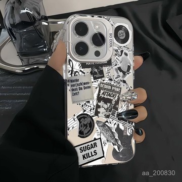 吉他報紙手機殼 適配蘋果16promax手機殻iPhone15pro潮流14/13/12/11/xs/手機保護殼/防摔殼