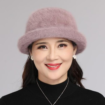中年媽媽帽子女秋冬天老人加絨保暖中老年兔毛盆帽奶奶婆婆小禮帽