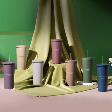 小莊園系列陶瓷易潔層吸管杯710ml 樹藤之森－軍綠