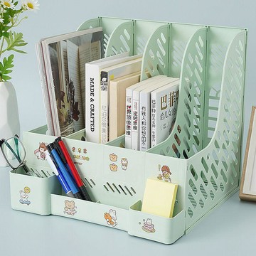 臺灣+免運✨文件置物架 書本收納加厚文件架多層四欄文件框辦公用品收納盒桌面ins收納架學習用品