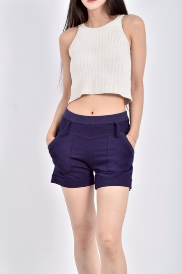 (S) per gobo棉質鬆緊腰藍色短褲