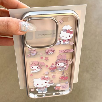 免運+隔日🚚電鍍鐳雕手機殼 美樂蒂KT 適用於蘋果17promax 16Pro 15plus14 13 12 11防摔