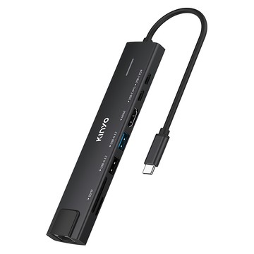 KINYO 八合一多功能擴充座 KCR-418 線長15cm 152.3 x 31.51 x 15.27mm 71g  1個  黑色