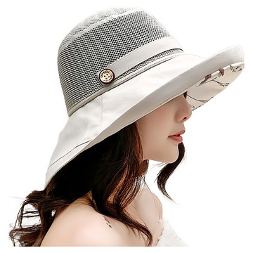 KissDiamond 小清新透氣雙層遮陽帽 KDH-9608 F  灰色  頭圍約56~58cm 可調節頭圍 深度約12cm 帽檐約12cm