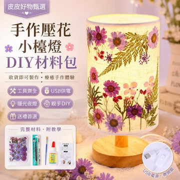 DIY小檯燈 手作壓花材料包 乾花小夜燈 USB燈 手作材料包 居家擺飾 交換禮物 生日禮物 療癒手作 親子DIY 桌燈