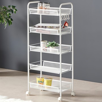 Tres Belle 鐵製移動式夾縫收納推車 5層  白色