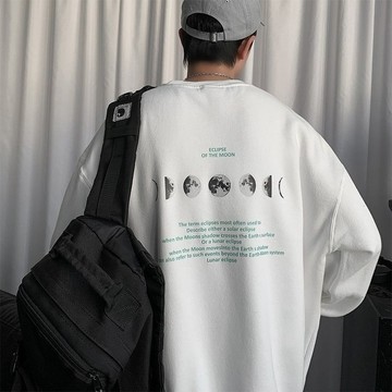 衛衣男士潮牌秋季無帽歐美街頭圓領美式重磅硬挺外套oversize春秋