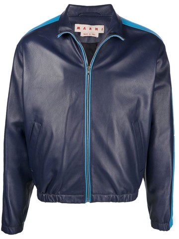 Marni - zipped bomber jacket - men - Cupro/Lambskin - 54 - Blue