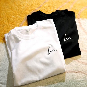 Upch  心簡單，世界就簡單。簡約黑白短袖百搭男女情侶t恤純棉夏