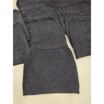 灰色針織a字包臀短裙屁簾松緊腰春秋冬女小個子miu里miu氣半身裙