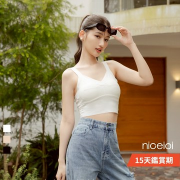 niceioi【特惠】涼感上衣 背心 無袖 3色 [甜美交叉V領涼感BRA TOP] 女裝 5D431009