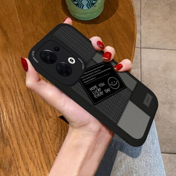 拼接格子笑臉適用opporeno9手機殼新款reno10pro+十全包防摔reno8高級感reno7潮牌reno6/5男女por硅膠保護套p