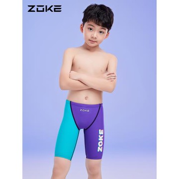 洲克兒童泳衣五分專業游泳訓練zoke速干中大童比賽男童競速泳褲