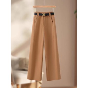 (免運)天絲西裝闊腿褲女士2025春秋夏季新款高腰垂感薄款直筒休閑長褲子