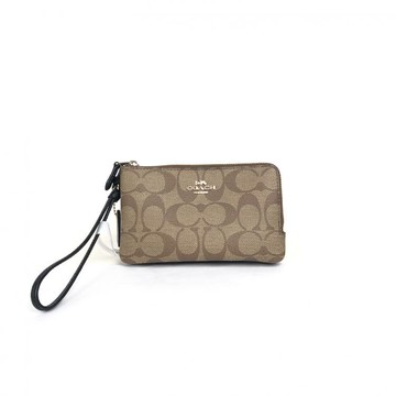 coach棕色撞色老花帆布小包