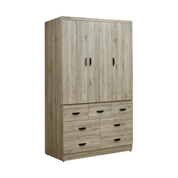 ASSARI-久美4尺雙吊七抽木芯板衣櫃(長121x寬60x高200c梧桐