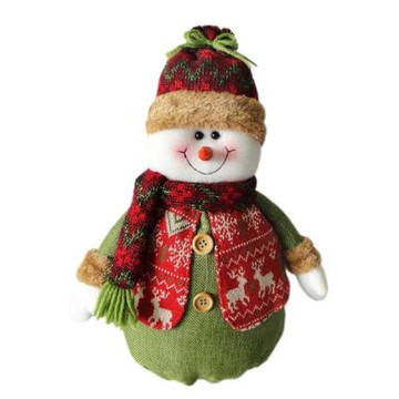紅帽聖誕雪人布偶擺飾