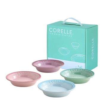CORELLE COORDINATES 圓形前菜盤4件組  1組  綠色 + 藍色 + 紫色 + 粉紅色  15cm