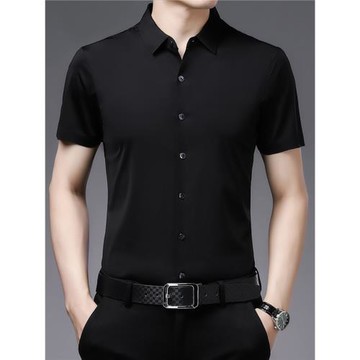 黑色拉丁舞練功服上衣男式彈力摩登舞比賽服長袖跳交誼國標舞襯衫