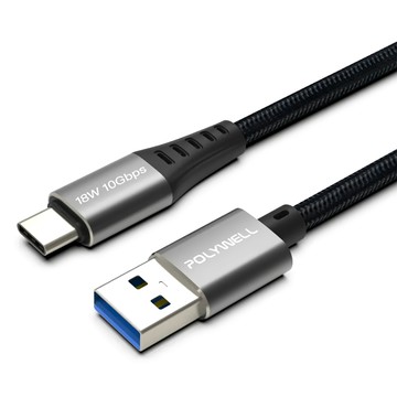 POLYWELL 寶利威爾 USB3.2 Type-C-Type-A 充電傳輸線  1m  黑色  1條