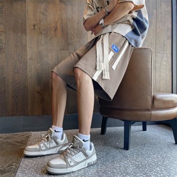 設計感織帶短褲男夏季寬松五分褲男款褲子美式潮牌直筒中褲休閑褲