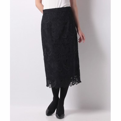 Anayi ペイズリーケミカルレースタイトスカート レディース ネイビー 通販 Lineポイント最大get Lineショッピング