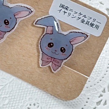 圓潤兔兔 塑膠板樹脂耳飾