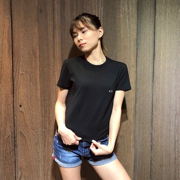 美國百分百【全新正品】Armani Exchange T恤 AX 短袖 logo 上衣 T-shirt 女 黑 AI05