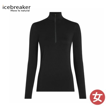 【Icebreaker 紐西蘭 女 Core Heavyweight 半開襟長袖上衣《黑》】IB0A575H/登山/立領