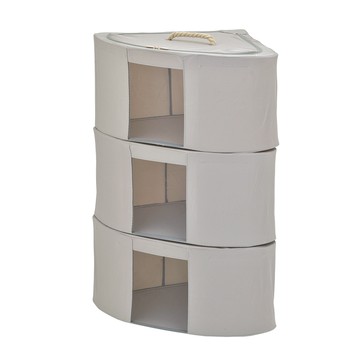 【H&R安室家】扇形角落式牛津布鋼骨折疊收納箱66L(3入)BNF95灰色