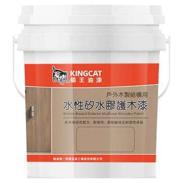 KINGCAT 貓王油漆 水性護木漆 戶外木製結構用  橡木色  3.9L  1桶