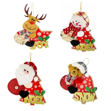 「節日裝飾」辰跨节日派对装饰品老人雪人棕熊麋鹿公仔KT版圣诞树装饰挂件 圣诞节