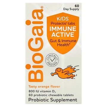 BioGaia, 兒童，羅伊氏乳桿菌機體抵抗活性 + 維生素 D，柳丁味，60 粒益生菌咀嚼片