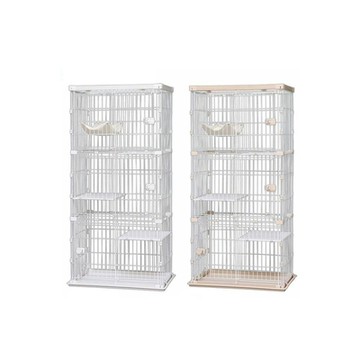 日本IRIS木質貓籠 3層-白/米