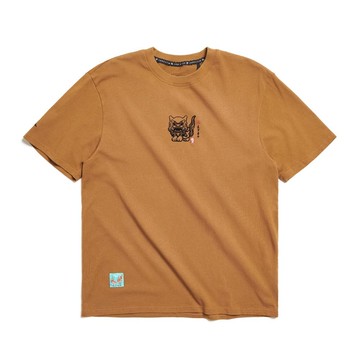 江戶勝 日系 男裝 大小珀犬短袖T恤(褐色) #上衣