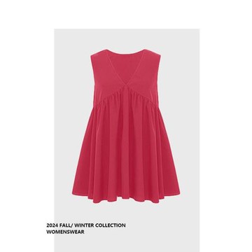 品牌特價波波背心韓系減齡穿搭V領寬松A字無袖上衣女2025夏季新款