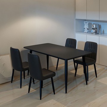 免運/公司貨 餐桌椅 桌椅組合 意式黑色餐桌椅餐桌巖板組合家用現代簡約飯桌小戶型長方形桌子廠 可開發票 全館五折 工廠現貨直銷 新品特價 z10303