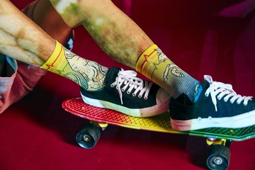 【米蘭系列】Ciao籃球滑板潮流印花運動襪 男女情侶