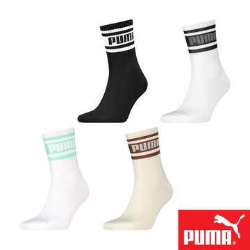 PUMA 男女款中短筒襪1雙裝 彪馬 跳豹 男襪 女襪 小腿襪 棉襪 柔軟 抗菌 除臭 耐磨 黑 白 白薄荷綠 米咖