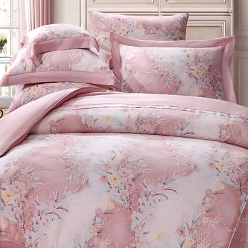 100%天絲薄  雙人加大  妍影 粉色  床包 + 兩用被 + 枕套組