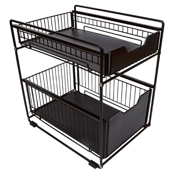 抽屜式雙層水槽置物架  1個  黑色  44 x 37.4 x 28.2cm