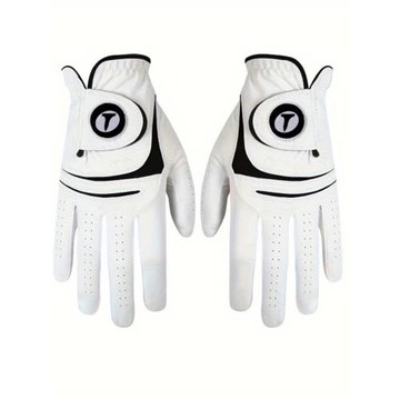 男士高爾夫手套左手右手PU拼接小羊皮耐磨透氣運動練習手套單只裝